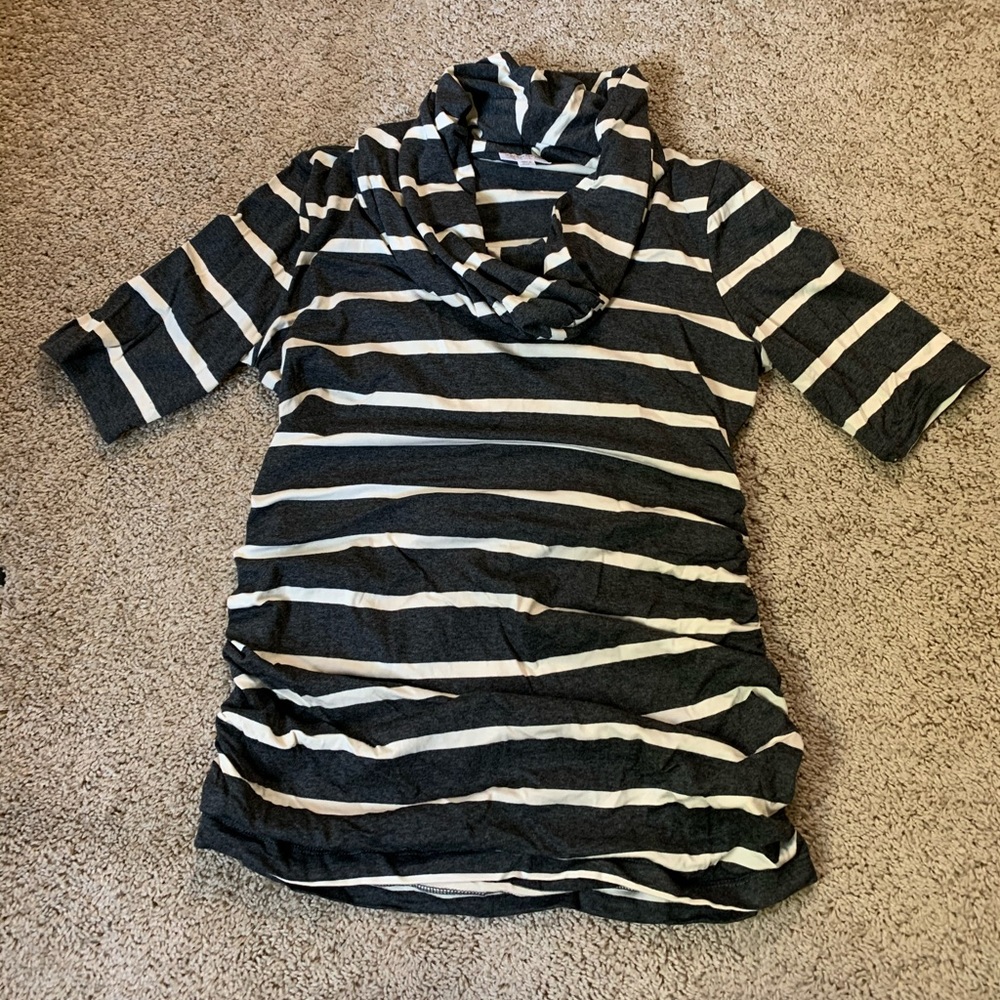 A Pea in a Pod cowl neck striped maternity top M